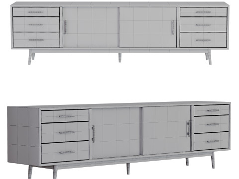 Mid-Century Media Console Modèle 3D