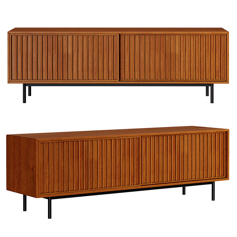 Slatted Media Console 3D Model .c4d .max .obj .3ds .fbx .stl .blend 