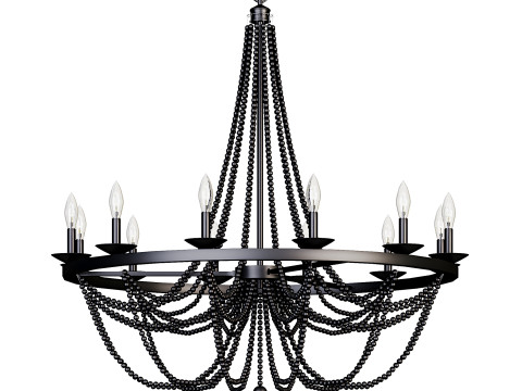 Cauhu 12-light Farmhouse Empire Beaded Chandelier 3Dモデル
