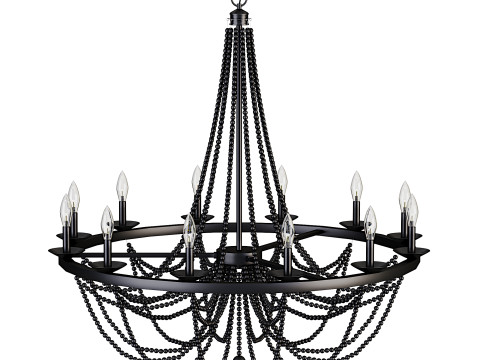 Cauhu 12-light Farmhouse Empire Beaded Chandelier 3D 模型