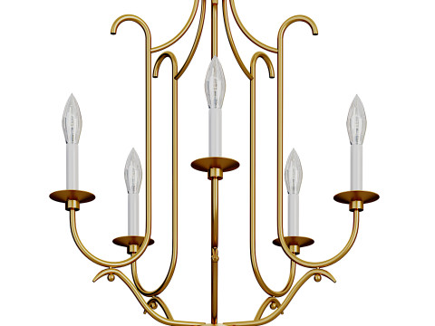 Gold Candle Unique Chandelier 3D Model