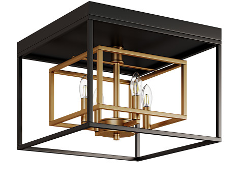 Retro Rectangle Metal Flush Mount Model 3D