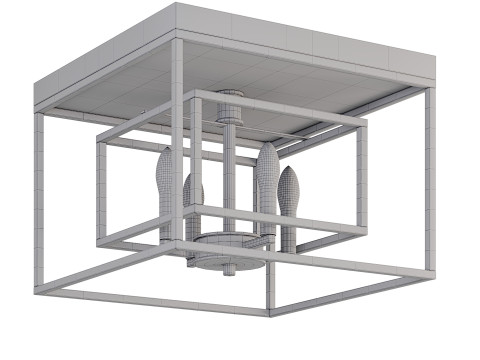 Retro Rectangle Metal Flush Mount Modello 3D