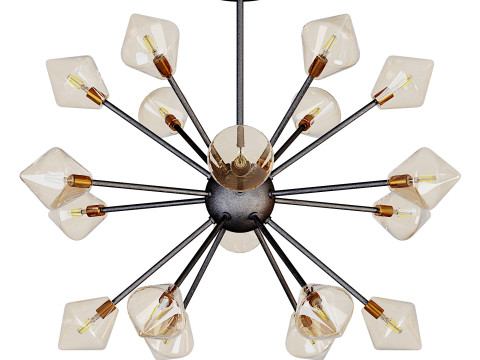 Modern Amber Glass Semi Flush Ceiling Light 3D Model