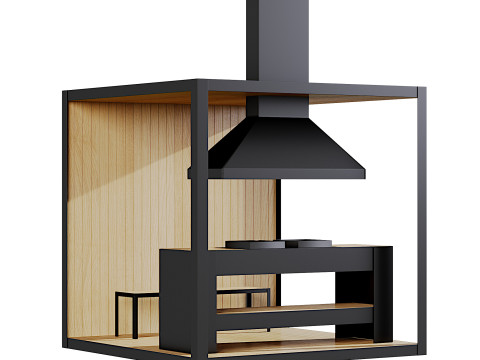 Gazebo with barbecue 3D Model