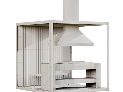 Gazebo with barbecue 3D 모델