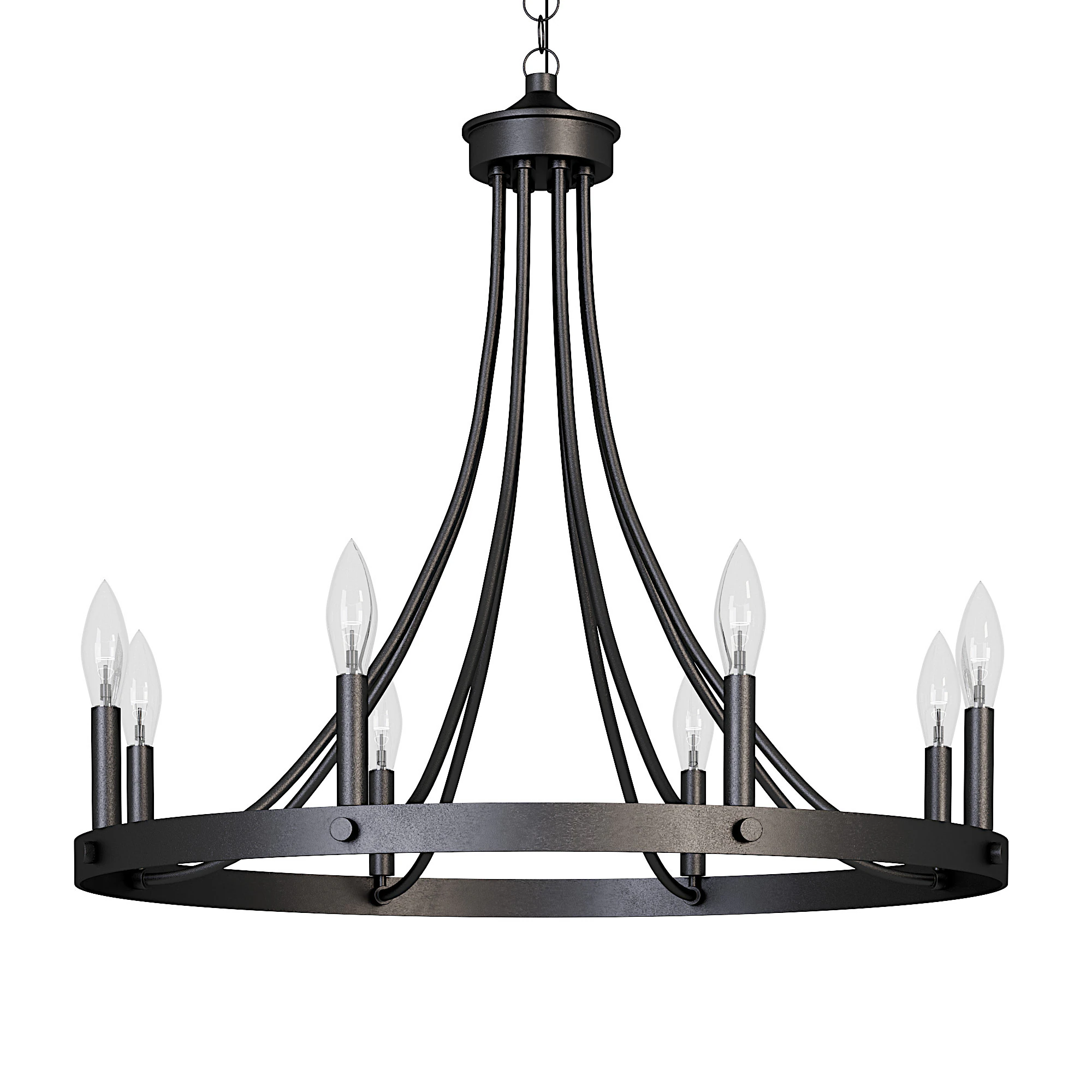 Rustic Wagon Wheel Chandelier 3D Model .c4d .max .obj .3ds .fbx .stl .blend 