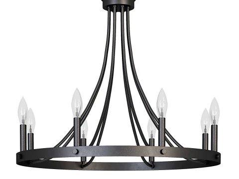 Rustic Wagon Wheel Chandelier 3D Model