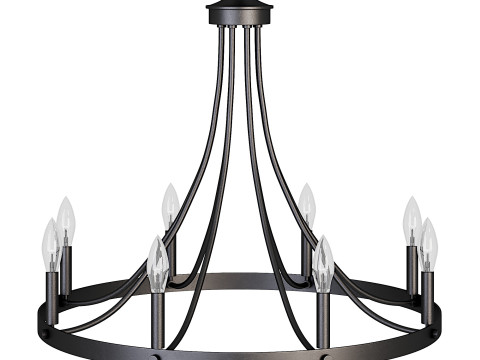 Rustic Wagon Wheel Chandelier Modello 3D