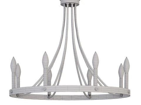 Rustic Wagon Wheel Chandelier 3D Model