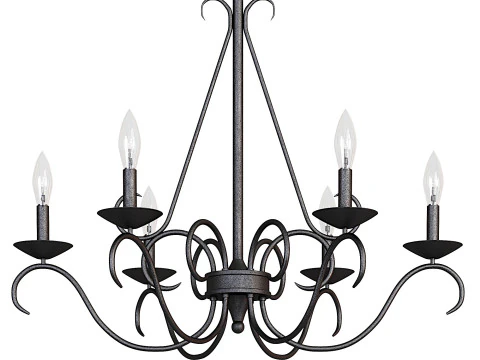 Lustre campagnard fran&ccedil;ais &agrave; 6 lumi&egrave;res Farmhouse Modèle 3D