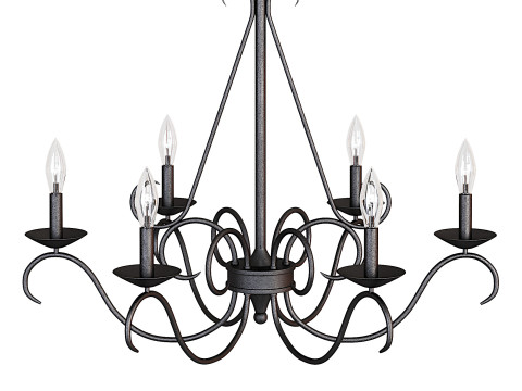 Farmhouse 6-Light French Country Chandelier 3D Model