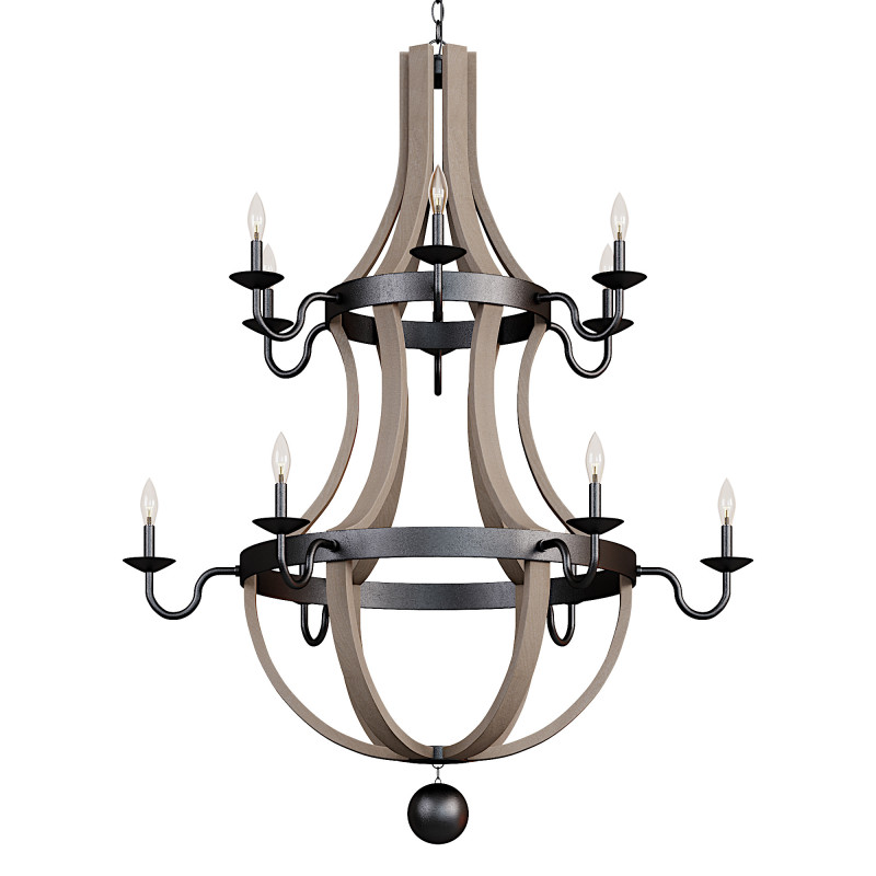 12 Light Two Tier Wine Barrel Chandelier 3D 모델 .c4d .max .obj .3ds .fbx .stl .blend