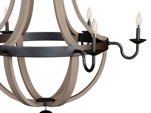 12 Light Two Tier Wine Barrel Chandelier 3D 모델