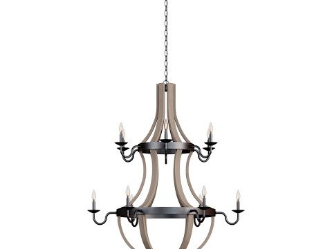 12 Light Two Tier Wine Barrel Chandelier 3D 모델