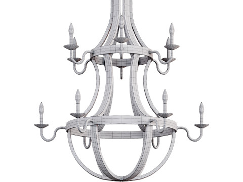 12 Light Two Tier Wine Barrel Chandelier 3D 모델