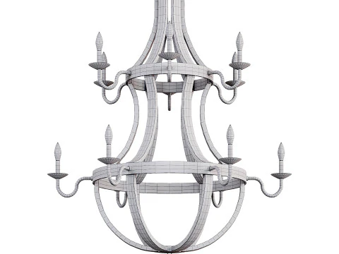 12 Light Two Tier Wine Barrel Chandelier 3D Model