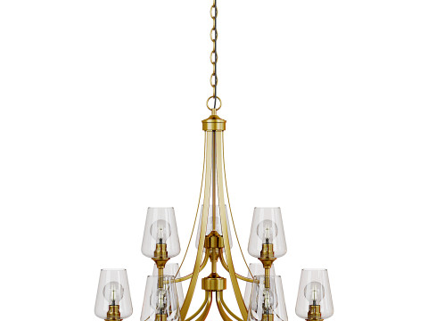 Joliet 9 Light Olde Brass Chandelier 3D Model