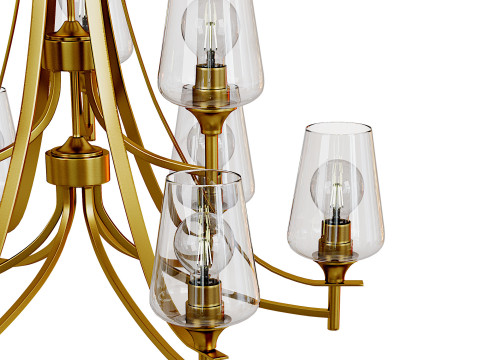 Joliet 9 Light Olde Brass Chandelier 3D Model