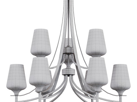 Joliet 9 Light Olde Brass Chandelier 3D Model