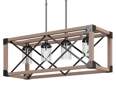 Farmhouse Rustic 4-Light Chandelier 3D Model