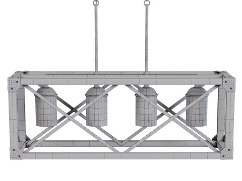 Farmhouse Rustic 4-Light Chandelier 3D-Modell