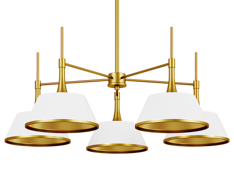 Mid-Century Modern 5-Light Wheel Chandelier 3D Model
