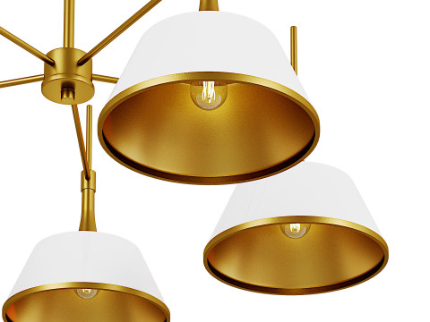 Mid-Century Modern 5-Light Wheel Chandelier Modelo 3D