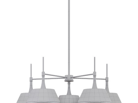Mid-Century Modern 5-Light Wheel Chandelier Modelo 3D