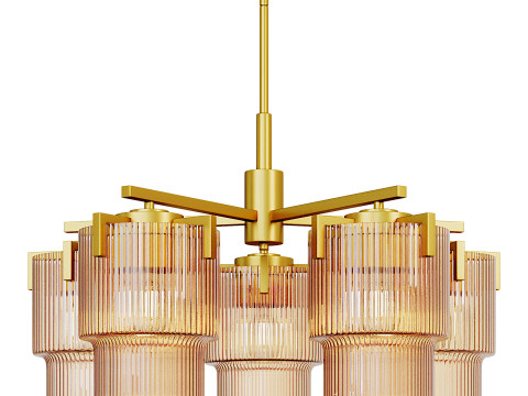 Hunter Jasmine Roth Ontario Clear Ribbed Chandelie Modelo 3D