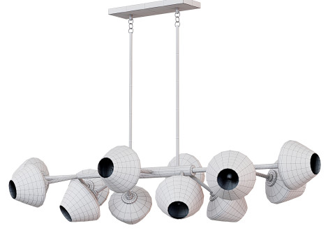 Modern 12-light Dimmable Gold Sputnik Empire Chandelier 3Dモデル