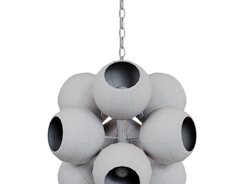 Sputnik Sphere Chandelier Modern Smoked Glass Globe Lamp 3D Model