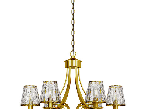 6-Light Brass Modern Crystal Chandelier 3Dモデル