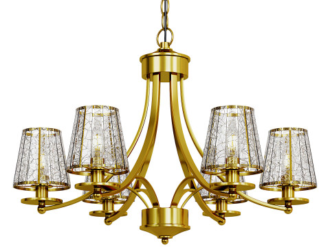 6-Light Brass Modern Crystal Chandelier Modelo 3D