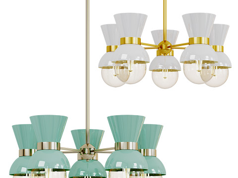 Modern Linear Sputnik Ceramic Chandelier Modelo 3D