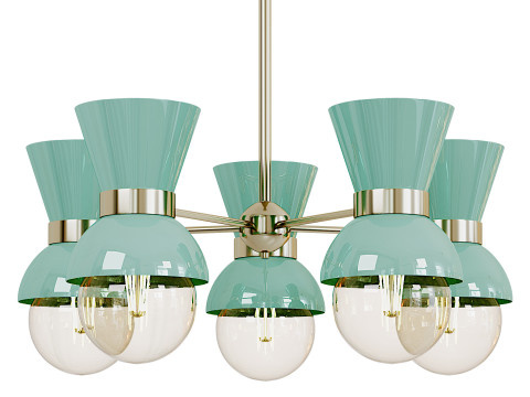 Modern Linear Sputnik Ceramic Chandelier 3D Модель