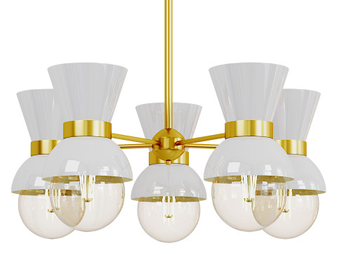 Modern Linear Sputnik Ceramic Chandelier 3D Модель