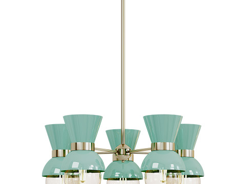 Modern Linear Sputnik Ceramic Chandelier 3D Модель