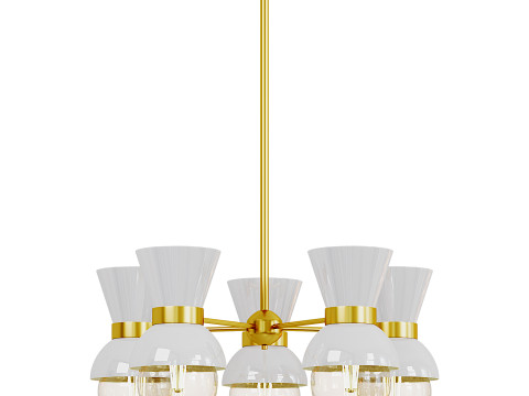 Modern Linear Sputnik Ceramic Chandelier 3D Модель