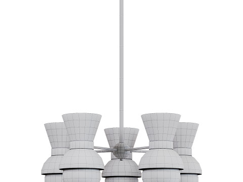 Modern Linear Sputnik Ceramic Chandelier 3D Модель