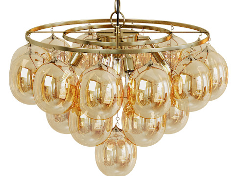 Gold Bulb Cluster Chandelier 3Dモデル