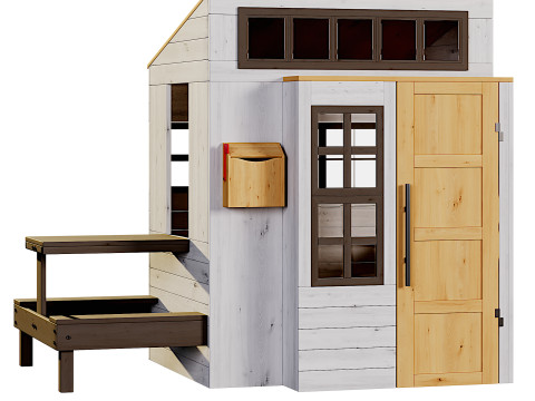 KidKraft Modern Outdoor Wooden Playhous 3D Model