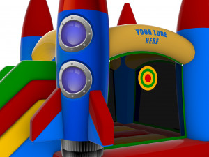 Space themed Inflatable Home Bouncer for Kids 255x350H260 Modelo 3D