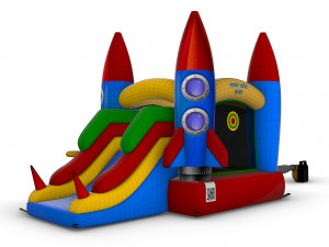 Space themed Inflatable Home Bouncer for Kids 255x350H260 Modelo 3D