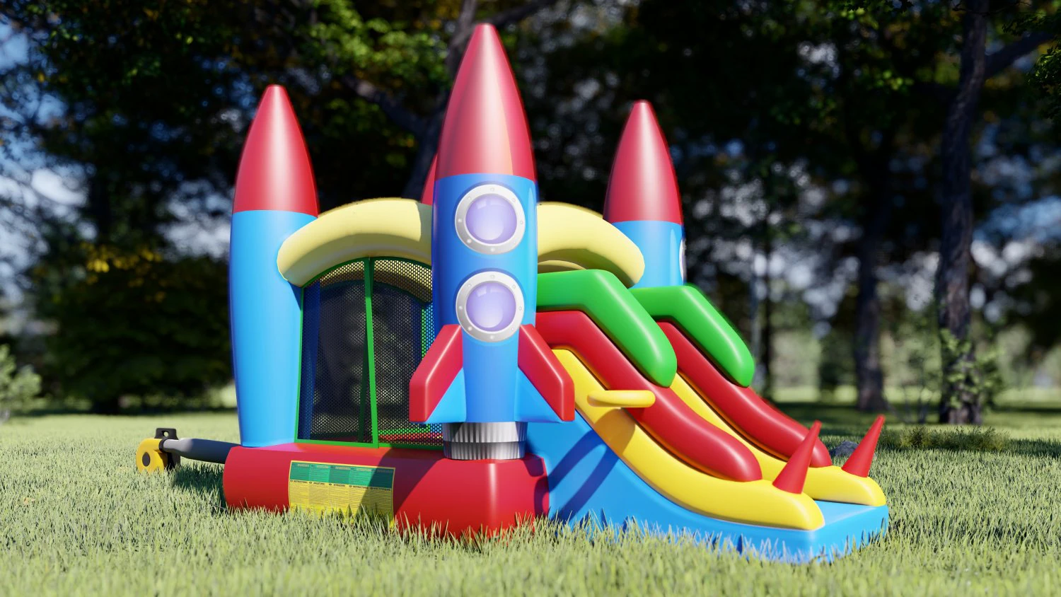Space themed Inflatable Home Bouncer for Kids 255x350H260 3D Model .c4d .max .obj .3ds .fbx .stl .blend 