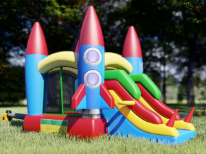 Space themed Inflatable Home Bouncer for Kids 255x350H260 Model 3D