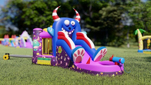 Inflatable Castle for Kids - Sweet Monster 3D Model .c4d .max .obj .3ds .fbx .stl .blend 