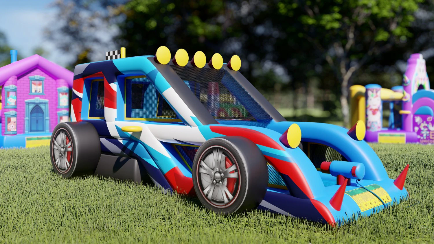 Inflatable Castle - Rally Cars 3D Model .c4d .max .obj .3ds .fbx .stl .blend 