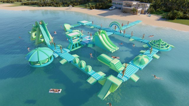 Inflatable Aquapark Obstacle Course Model 3D .c4d .max .obj .3ds .fbx .stl .blend 