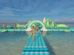 Inflatable Aquapark Obstacle Course 3D Model